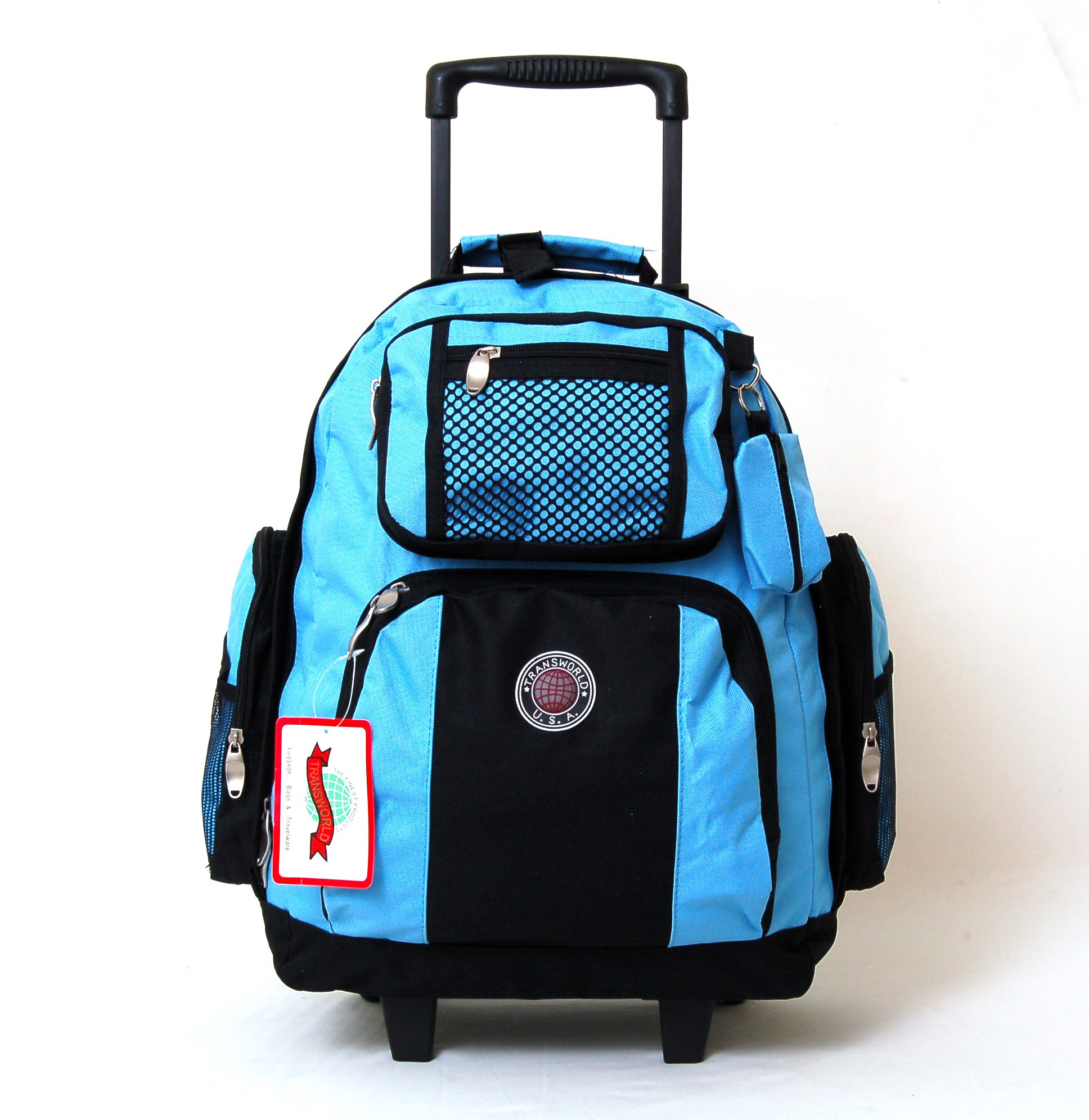 18" Wheeled Backpack Roomy Rolling Book Bag W/ Handle Carry on Luggage